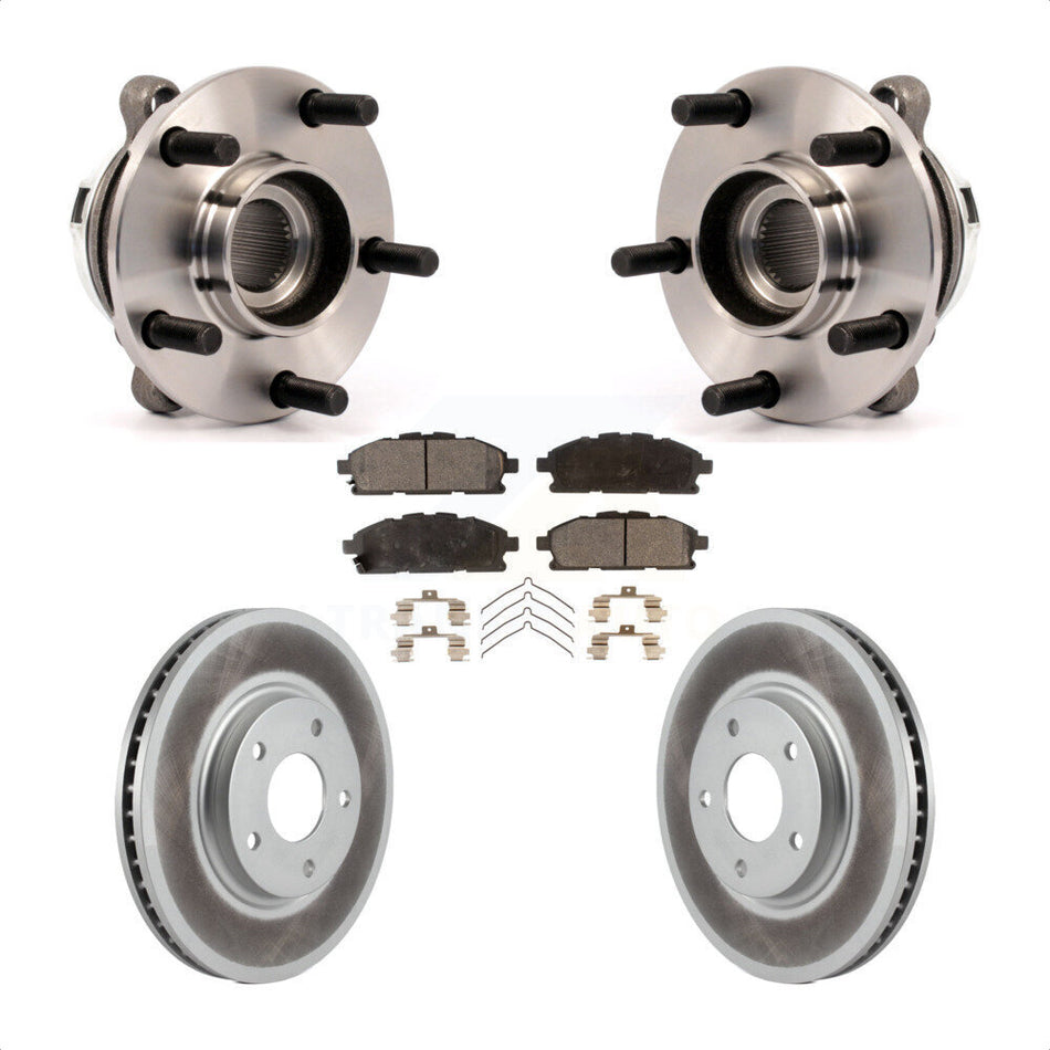 Front Hub Bearing Assembly With Coated Disc Brake Rotors And Ceramic Pads Kit For 2011-2017 Nissan Quest KBB-104710
