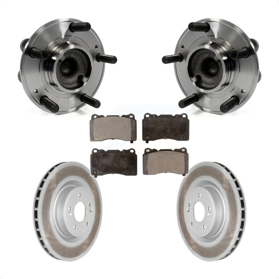 Front Hub Bearing Assembly With Coated Disc Brake Rotors And Ceramic Pads Kit For Hyundai Genesis Coupe KBB-104712