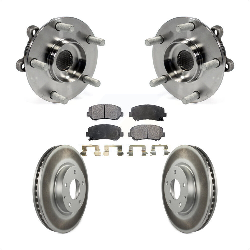 Front Hub Bearing Assembly With Coated Disc Brake Rotors And Ceramic Pads Kit For 2013-2015 Mazda CX-5 KBB-104715