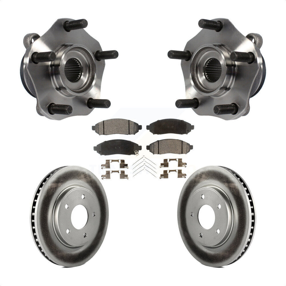 Front Hub Bearing Assembly With Coated Disc Brake Rotors And Ceramic Pads Kit For Nissan NV200 Leaf Chevrolet City Express LEAF KBB-104731