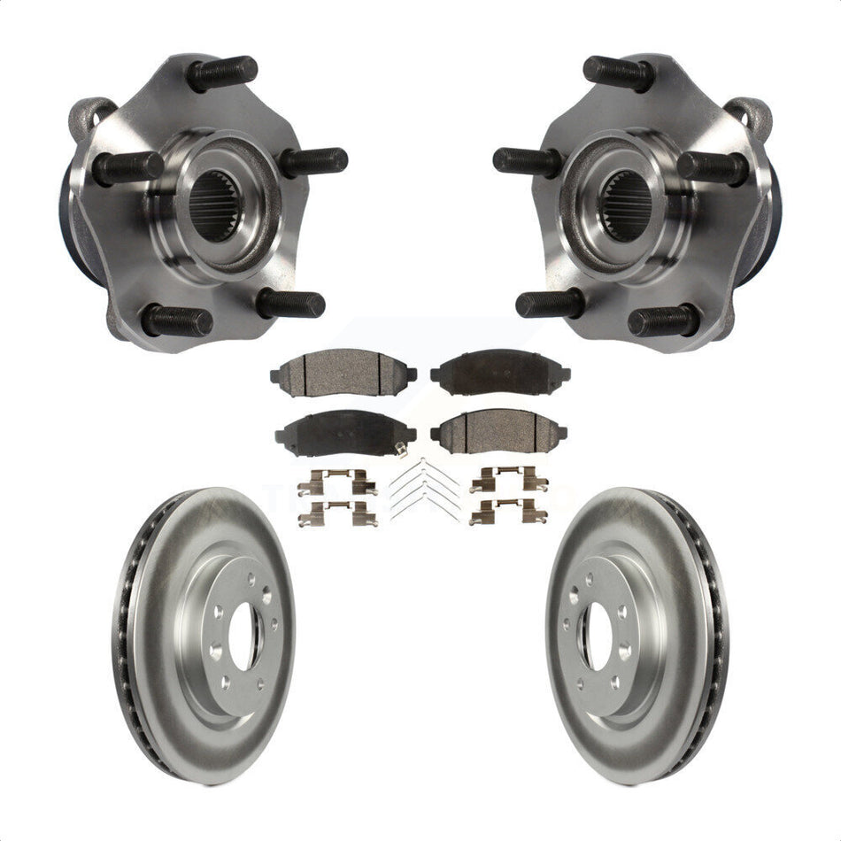 Front Hub Bearing Assembly With Coated Disc Brake Rotors And Ceramic Pads Kit For 2015 Nissan LEAF Vehicles Manufactured In Japan KBB-104733