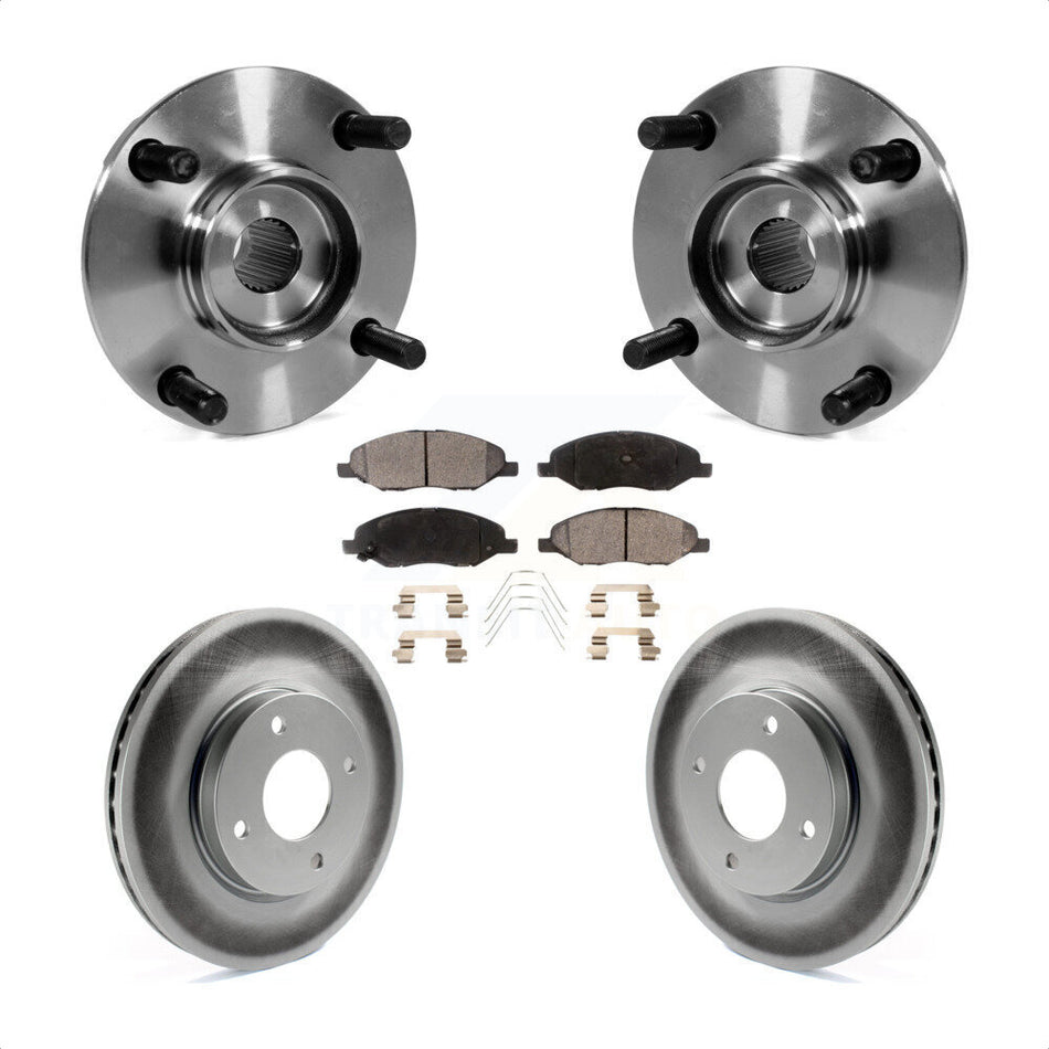 Front Hub Bearing Assembly With Coated Disc Brake Rotors And Ceramic Pads Kit For 2008 Nissan Versa 4-Wheel ABS KBB-104737