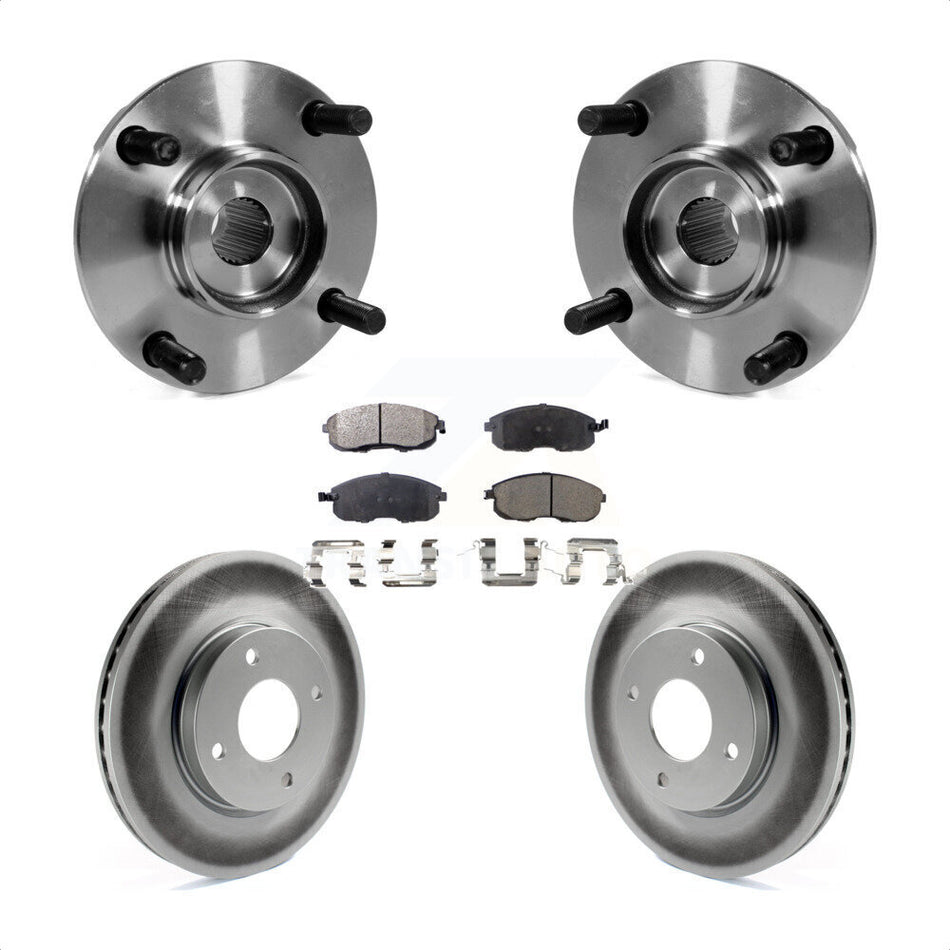 Front Hub Bearing Assembly With Coated Disc Brake Rotors And Ceramic Pads Kit For Nissan Versa KBB-104738