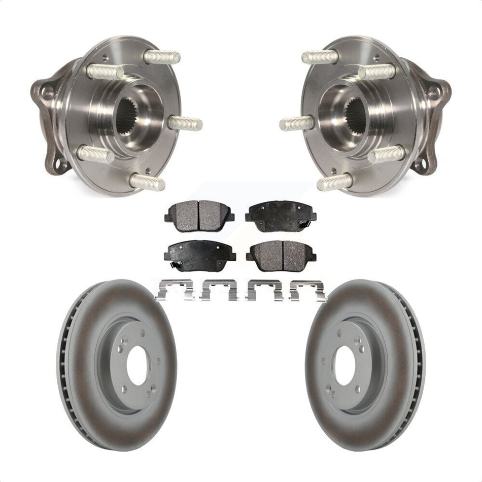 Front Hub Bearing Assembly With Coated Disc Brake Rotors And Ceramic Pads Kit For 2015 Hyundai Sonata FULL HYBRID EV-GAS (FHEV) engine KBB-104740