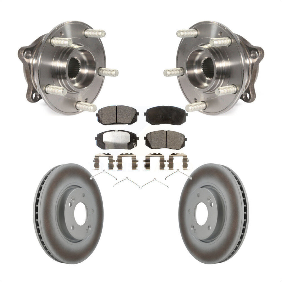 Front Hub Bearing Assembly With Coated Disc Brake Rotors And Ceramic Pads Kit For 2016 Hyundai Sonata FULL HYBRID EV-GAS (FHEV) engine KBB-104741