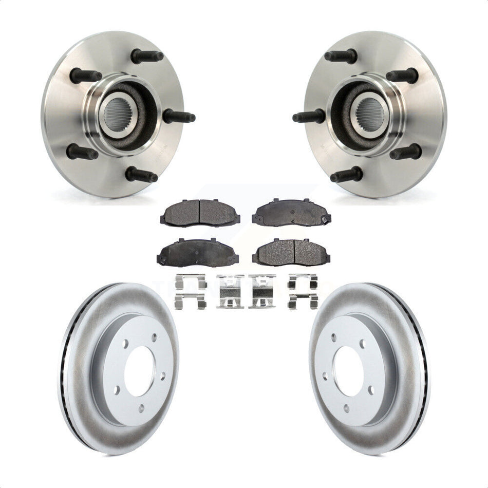 Front Hub Bearing Assembly With Coated Disc Brake Rotors And Ceramic Pads Kit For Ford F-150 4WD with 2-Wheel ABS KBB-104756