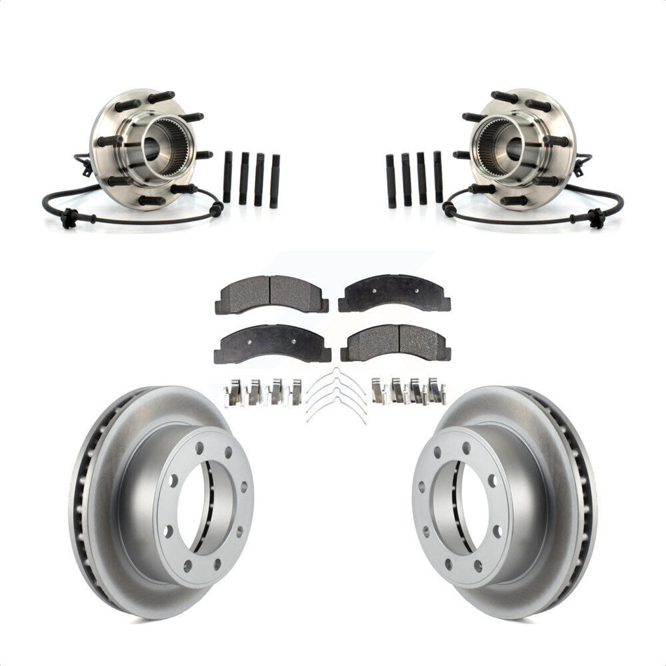Front Hub Bearing Assembly With Coated Disc Brake Rotors And Ceramic Pads Kit For Ford Excursion 4WD KBB-104757