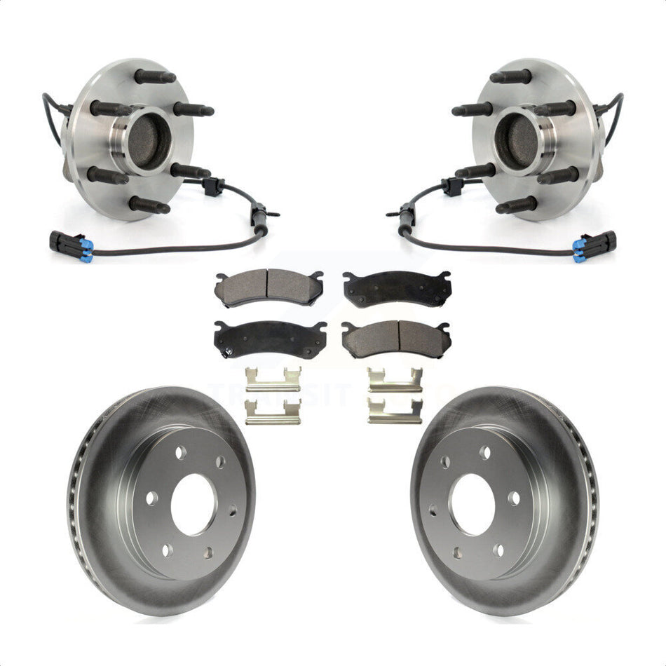 Front Hub Bearing Assembly With Coated Disc Brake Rotors And Ceramic Pads Kit For 2003-2005 Chevrolet Astro GMC Safari RWD KBB-104770