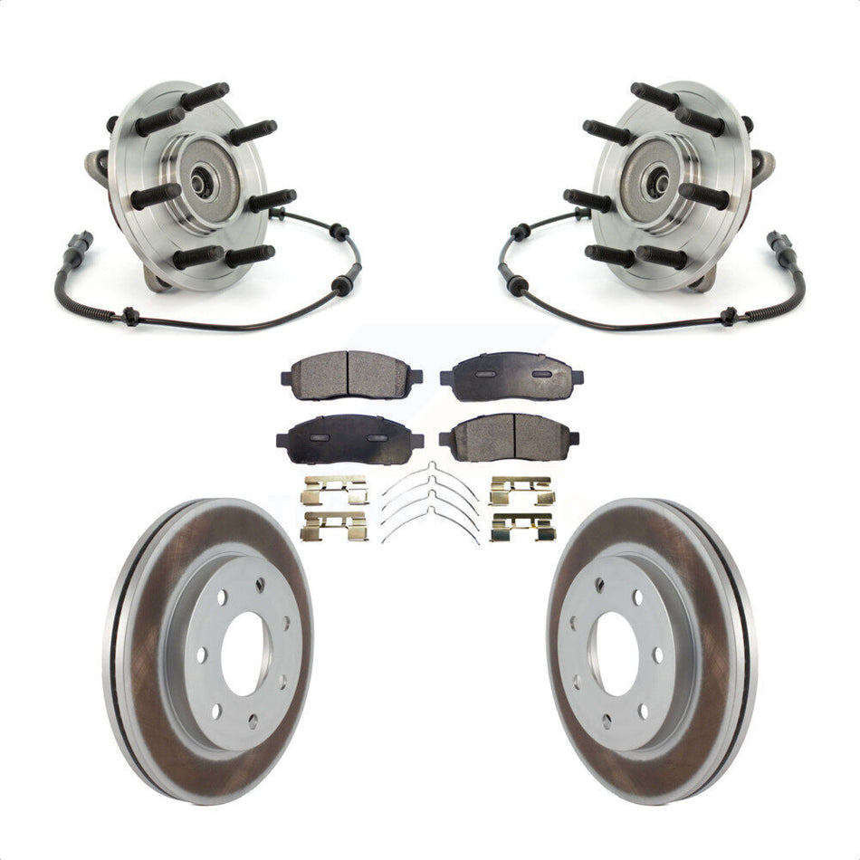 Front Hub Bearing Assembly With Coated Disc Brake Rotors And Ceramic Pads Kit For Ford F-150 4WD KBB-104772