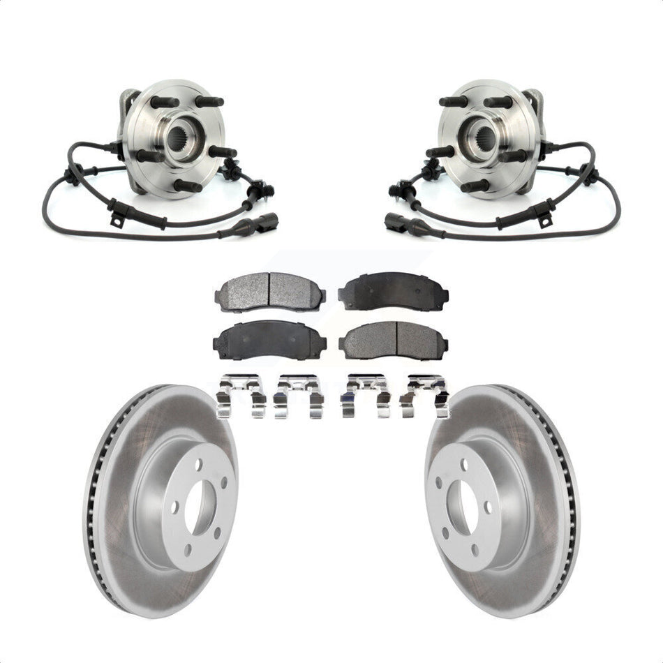 Front Hub Bearing Assembly With Coated Disc Brake Rotors And Ceramic Pads Kit For Ford Ranger Explorer Sport Trac Mazda B4000 4WD KBB-104776