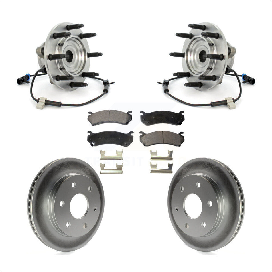 Front Hub Bearing Assembly With Coated Disc Brake Rotors And Ceramic Pads Kit For Chevrolet Silverado 1500 GMC Sierra Classic 8 Lug Wheels KBB-104781