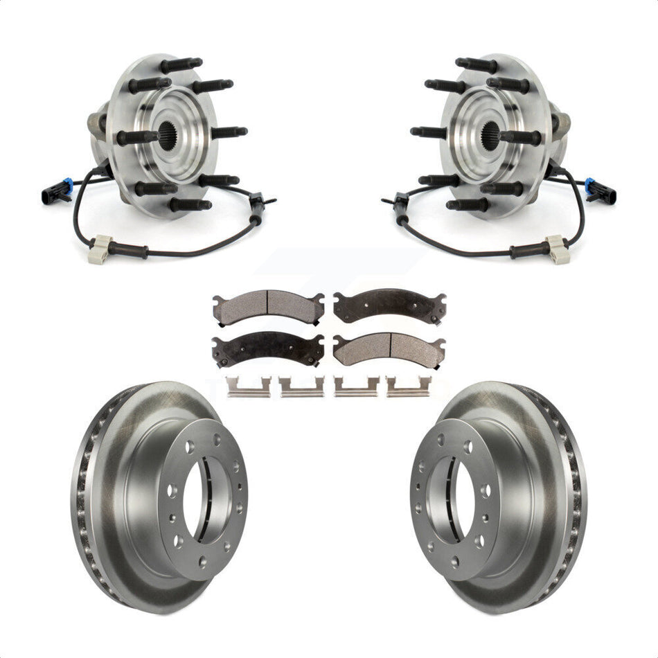 Front Hub Bearing Assembly Coated Disc Brake Rotors And Ceramic Pads Kit For Chevrolet Silverado 2500 HD GMC Sierra Hummer H2 Classic 1500 3500 Suburban Yukon XL Avalanche KBB-104782