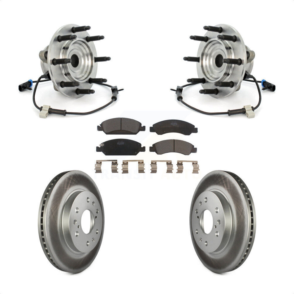Front Hub Bearing Assembly With Coated Disc Brake Rotors And Ceramic Pads Kit For Chevrolet Silverado 1500 GMC Sierra Classic 8 Lug Wheels KBB-104783