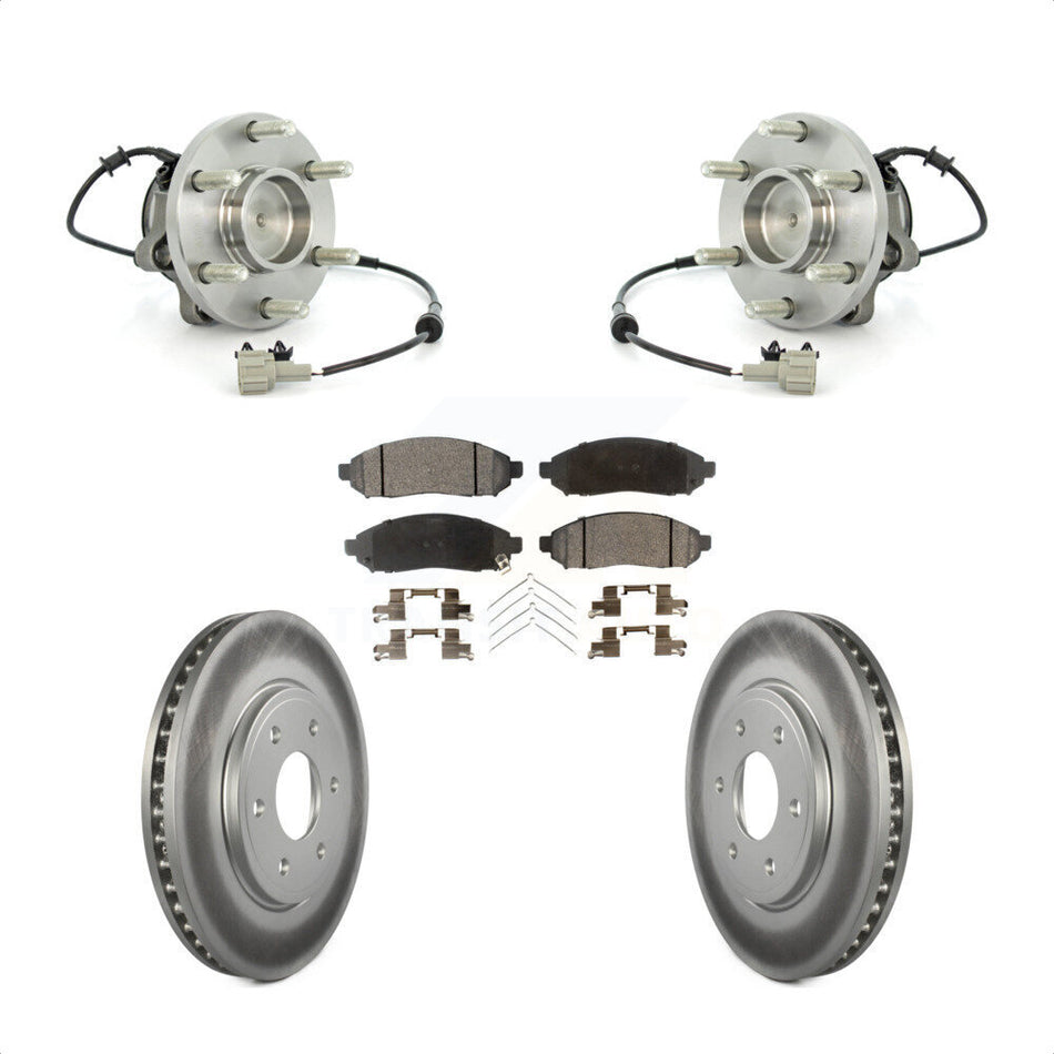 Front Hub Bearing Assembly With Coated Disc Brake Rotors And Ceramic Pads Kit For Nissan Frontier Suzuki Equator RWD with 2.5L KBB-104789