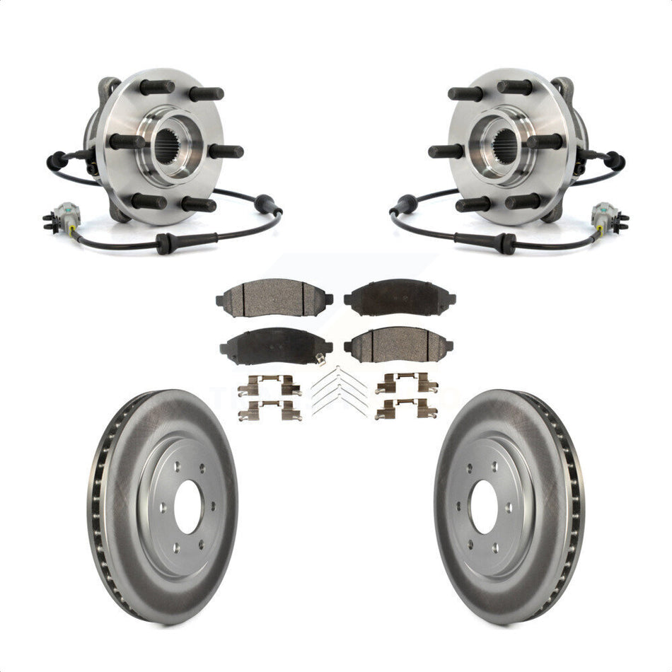 Front Hub Bearing Assembly With Coated Disc Brake Rotors And Ceramic Pads Kit For Nissan Frontier Pathfinder Xterra Suzuki Equator KBB-104794