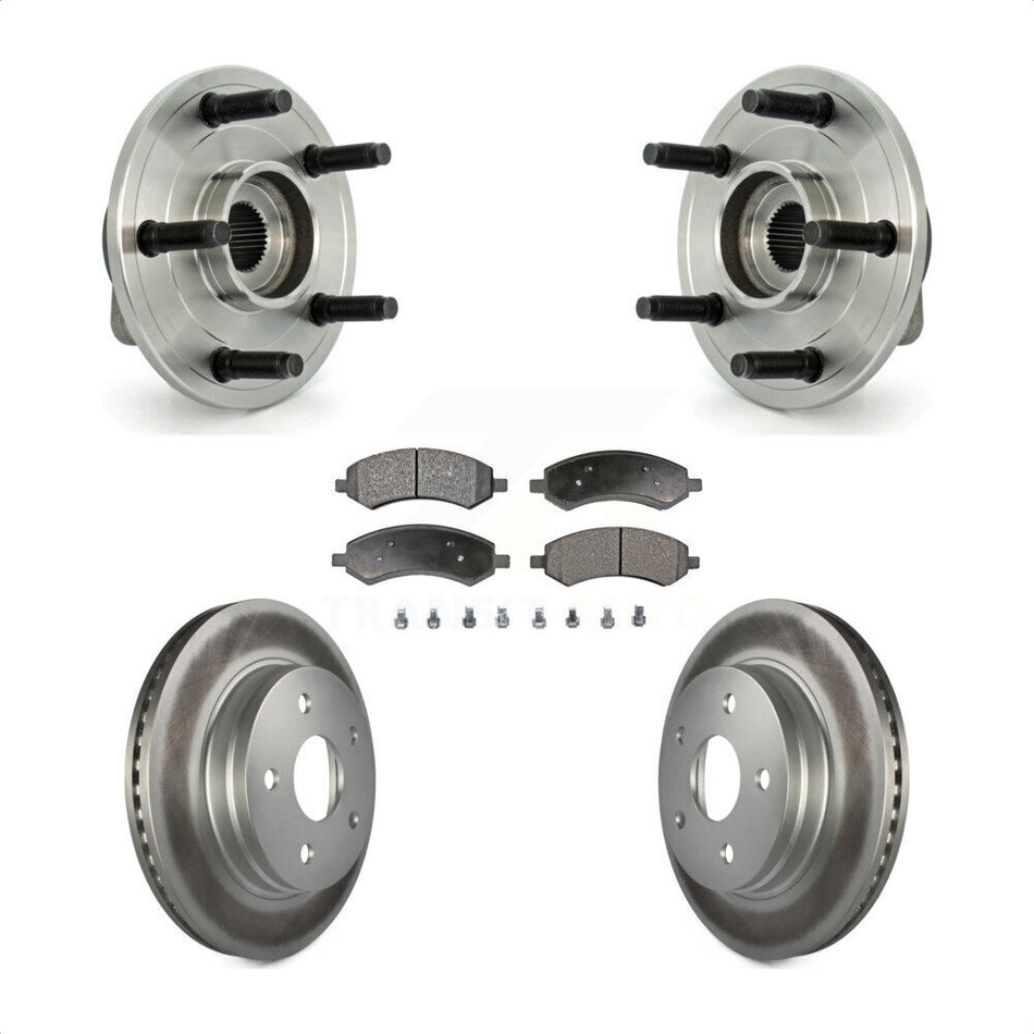 Front Hub Bearing Assembly With Coated Disc Brake Rotors And Ceramic Pads Kit For Dodge Ram 1500 5 Lug Wheels KBB-104803