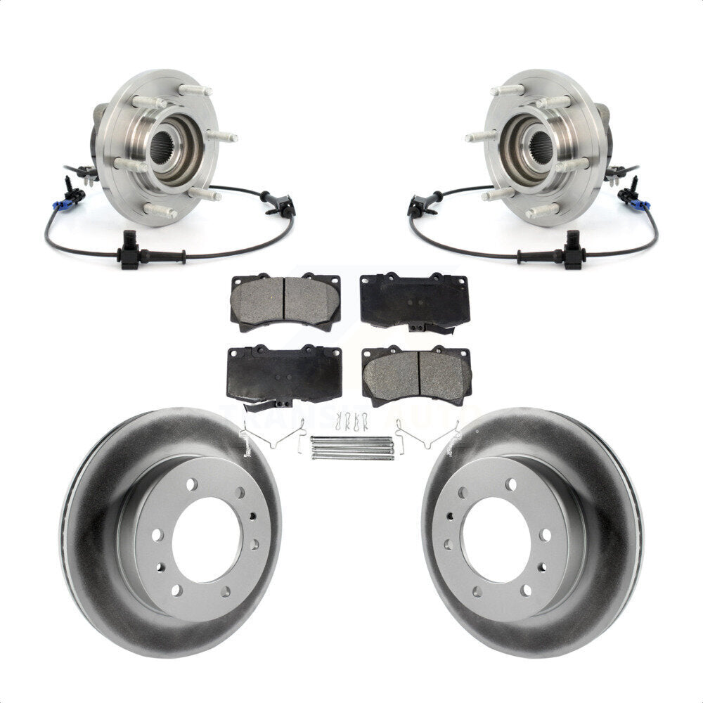 Front Hub Bearing Assembly Coated Disc Brake Rotors And Pads Kit For 2006-2008 Hummer H3 KBB-104823