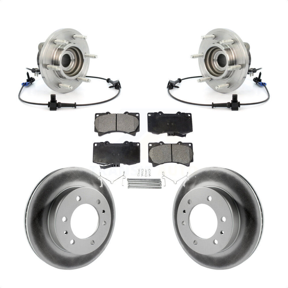 Front Hub Bearing Assembly Coated Disc Brake Rotors And Pads Kit For 2006-2008 Hummer H3 KBB-104823