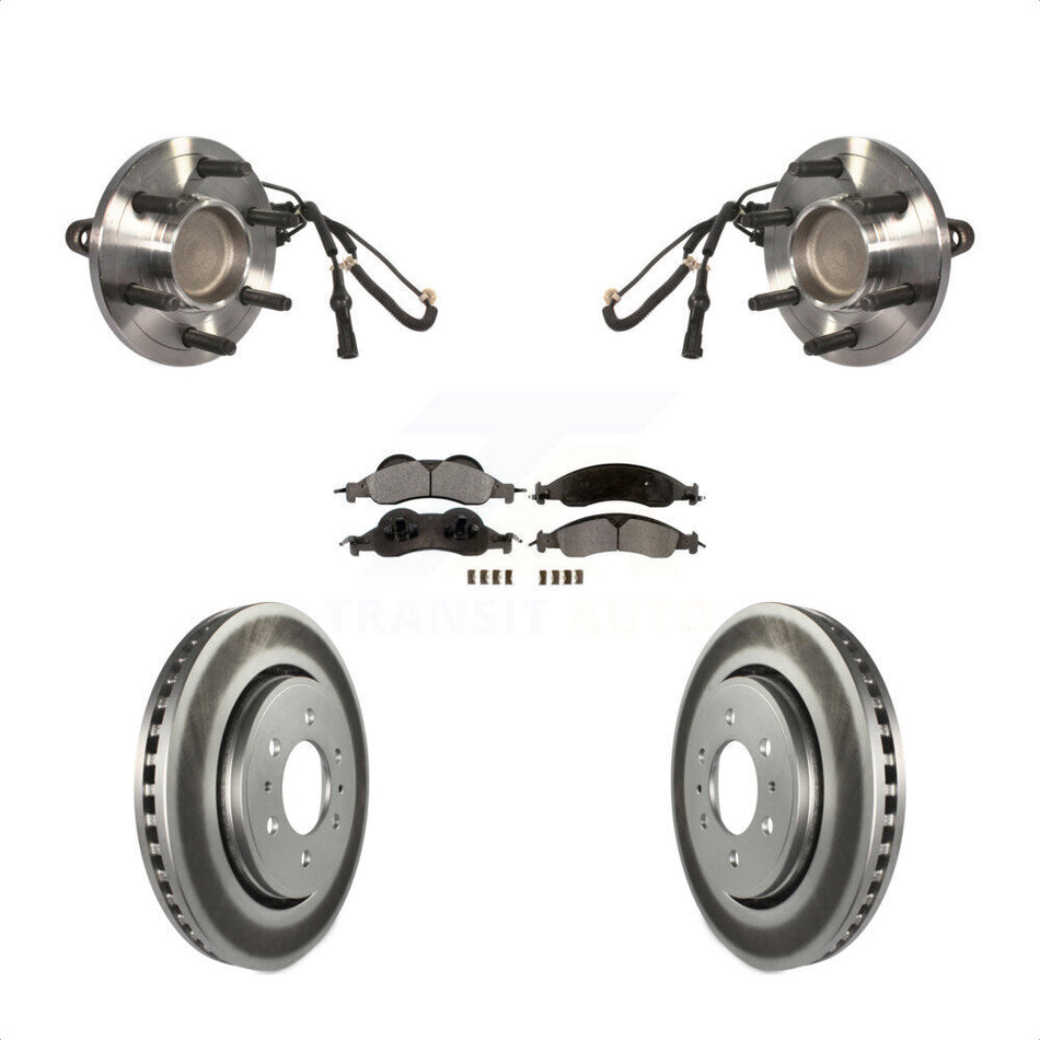Front Hub Bearing Assembly With Coated Disc Brake Rotors And Ceramic Pads Kit For 2007-2009 Ford Expedition Lincoln Navigator RWD KBB-104824