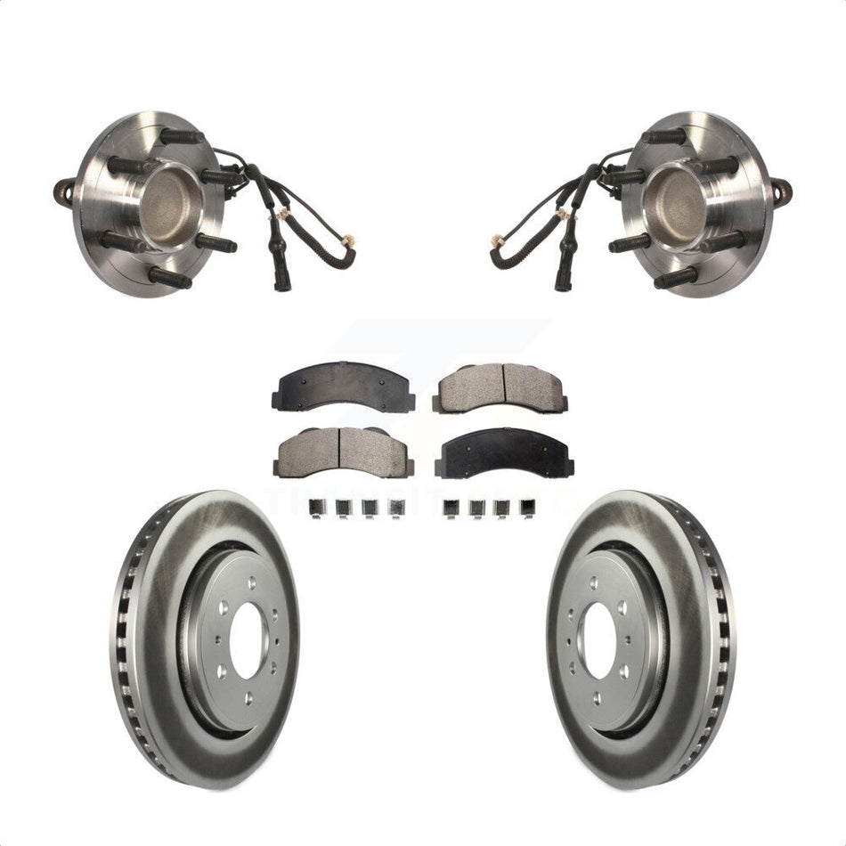 Front Hub Bearing Assembly With Coated Disc Brake Rotors And Ceramic Pads Kit For 2010-2010 Ford Expedition Lincoln Navigator RWD KBB-104825