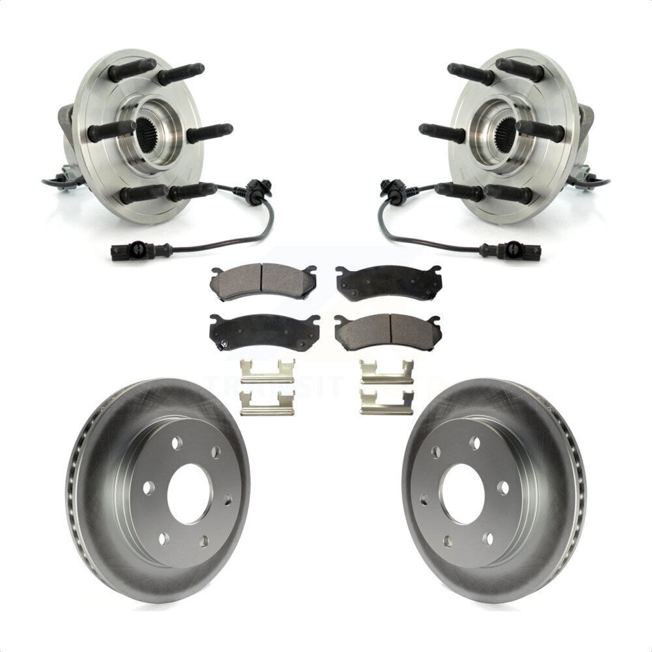 Front Hub Bearing Assembly With Coated Disc Brake Rotors And Ceramic Pads Kit For 2007 Chevrolet Silverado 1500 LT LTZ with 4WD rear brakes KBB-104829