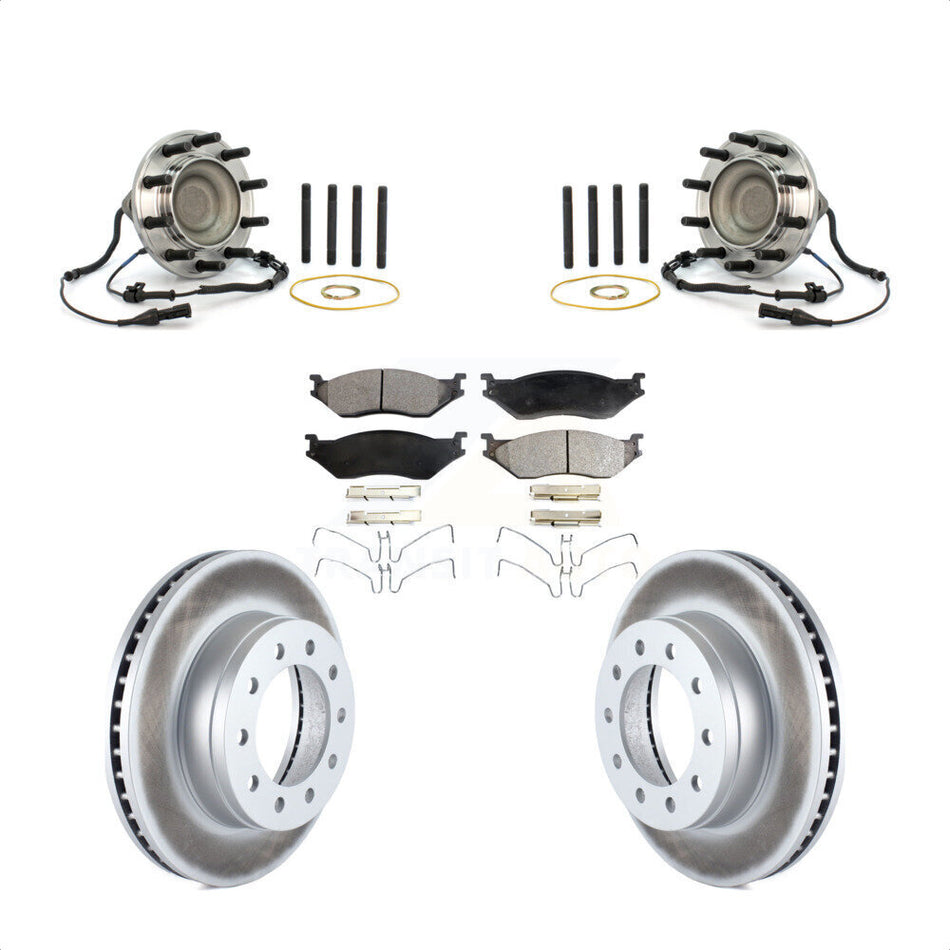 Front Hub Bearing Assembly With Coated Disc Brake Rotors And Ceramic Pads Kit For Ford F-450 Super Duty F-550 KBB-104843