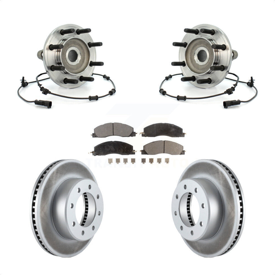 Front Hub Bearing Assembly With Coated Disc Brake Rotors And Ceramic Pads Kit For Dodge Ram 2500 3500 4WD KBB-104851