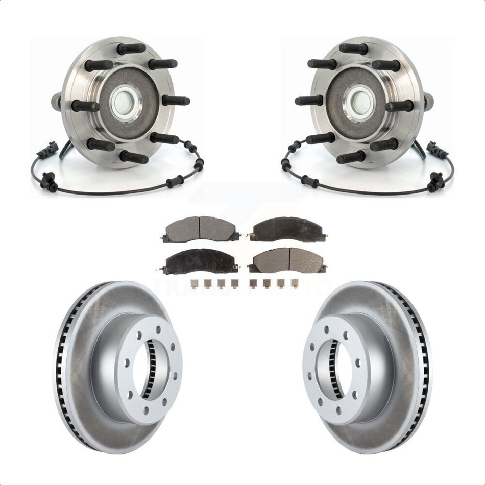 Front Hub Bearing Assembly With Coated Disc Brake Rotors And Ceramic Pads Kit For Dodge Ram 2500 3500 RWD KBB-104852