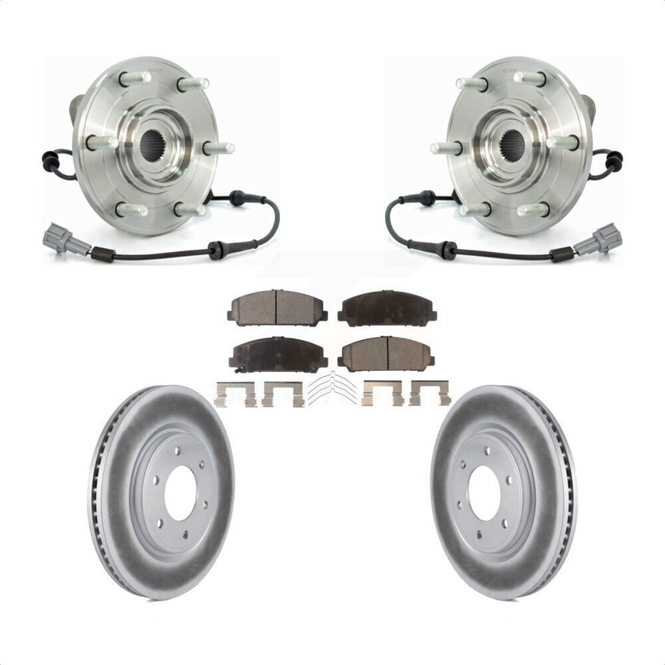 Front Hub Bearing Assembly With Coated Disc Brake Rotors And Ceramic Pads Kit For Nissan Titan Armada Infiniti QX56 INFINITI TITAN KBB-104853
