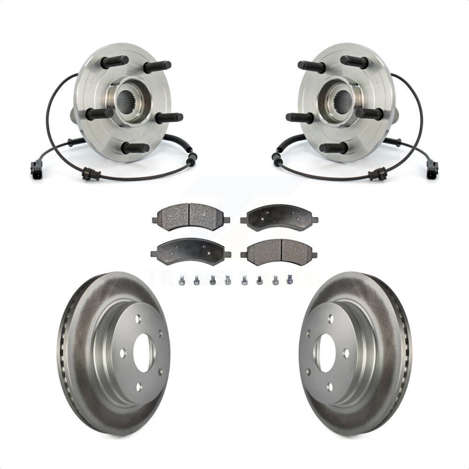 Front Hub Bearing Assembly With Coated Disc Brake Rotors And Ceramic Pads Kit For Dodge Ram 1500 KBB-104854