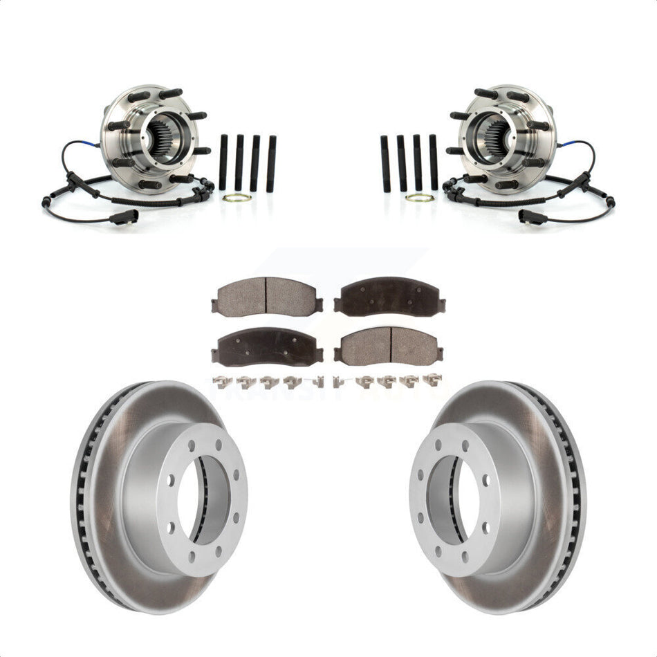Front Hub Bearing Assembly With Coated Disc Brake Rotors And Ceramic Pads Kit For 2012-2012 Ford F-250 Super Duty F-350 Single Rear Wheels 4WD KBB-104857