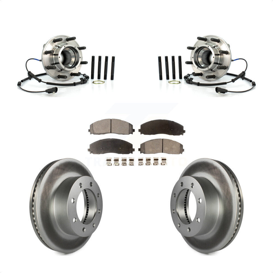 Front Hub Bearing Assembly With Coated Disc Brake Rotors And Ceramic Pads Kit For Ford F-250 Super Duty F-350 4WD KBB-104859