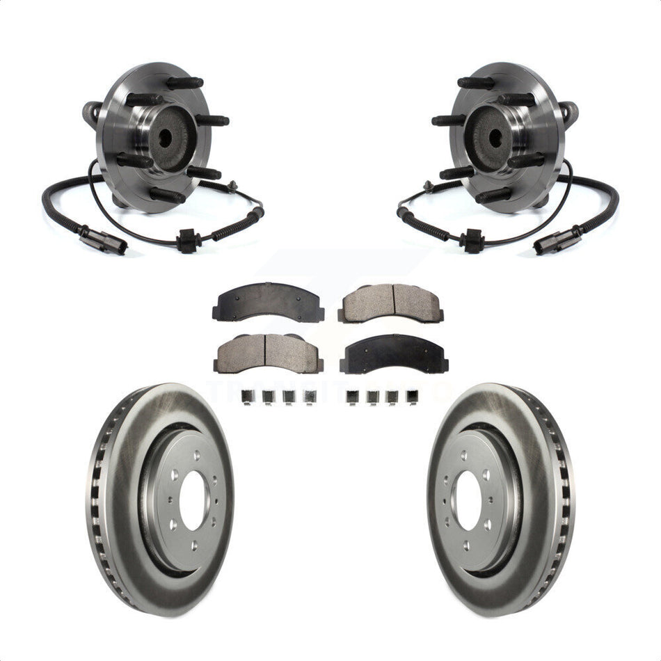 Front Hub Bearing Assembly With Coated Disc Brake Rotors And Ceramic Pads Kit For 2011-2014 Ford F-150 Expedition Lincoln Navigator RWD KBB-104865