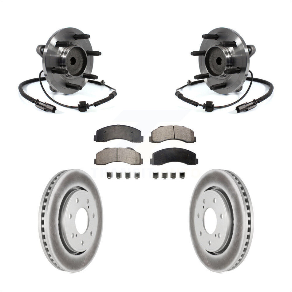 Front Hub Bearing Assembly With Coated Disc Brake Rotors And Ceramic Pads Kit For 2011-2014 Ford F-150 RWD 7 Lug Wheels KBB-104866