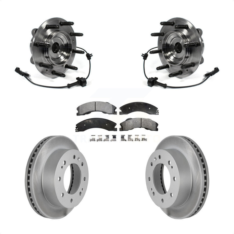 Front Hub Bearing Assembly With Coated Disc Brake Rotors And Ceramic Pads Kit For Chevrolet Silverado 2500 HD GMC Sierra 3500 4WD KBB-104867
