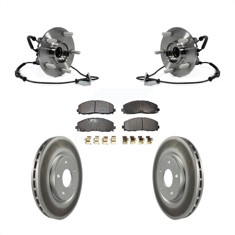 Front Hub Bearing Assembly With Coated Disc Brake Rotors And Ceramic Pads Kit For Dodge Grand Caravan Chrysler Town & Country Ram C/V Volkswagen Routan KBB-104872