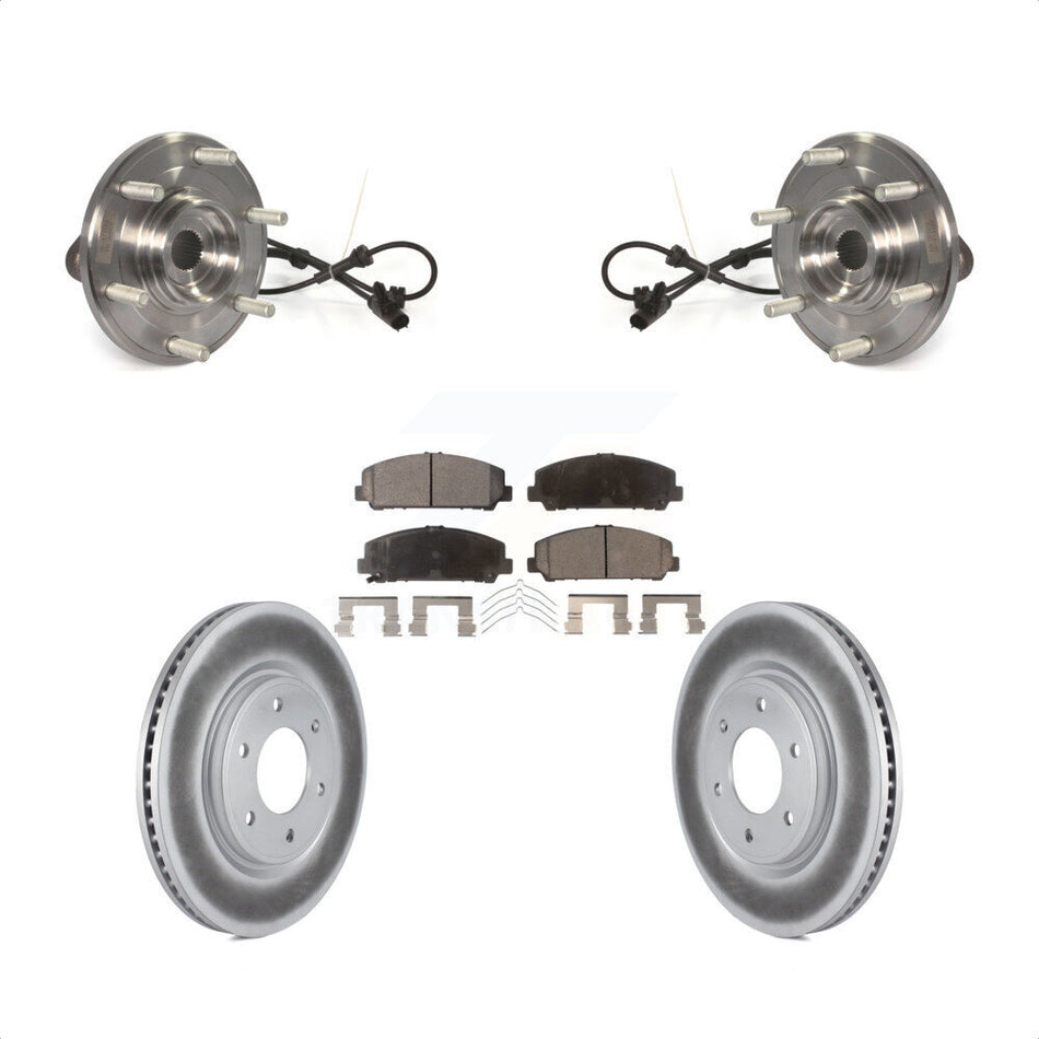 Front Hub Bearing Assembly With Coated Disc Brake Rotors And Ceramic Pads Kit For Nissan Titan Armada TITAN 4WD KBB-104876