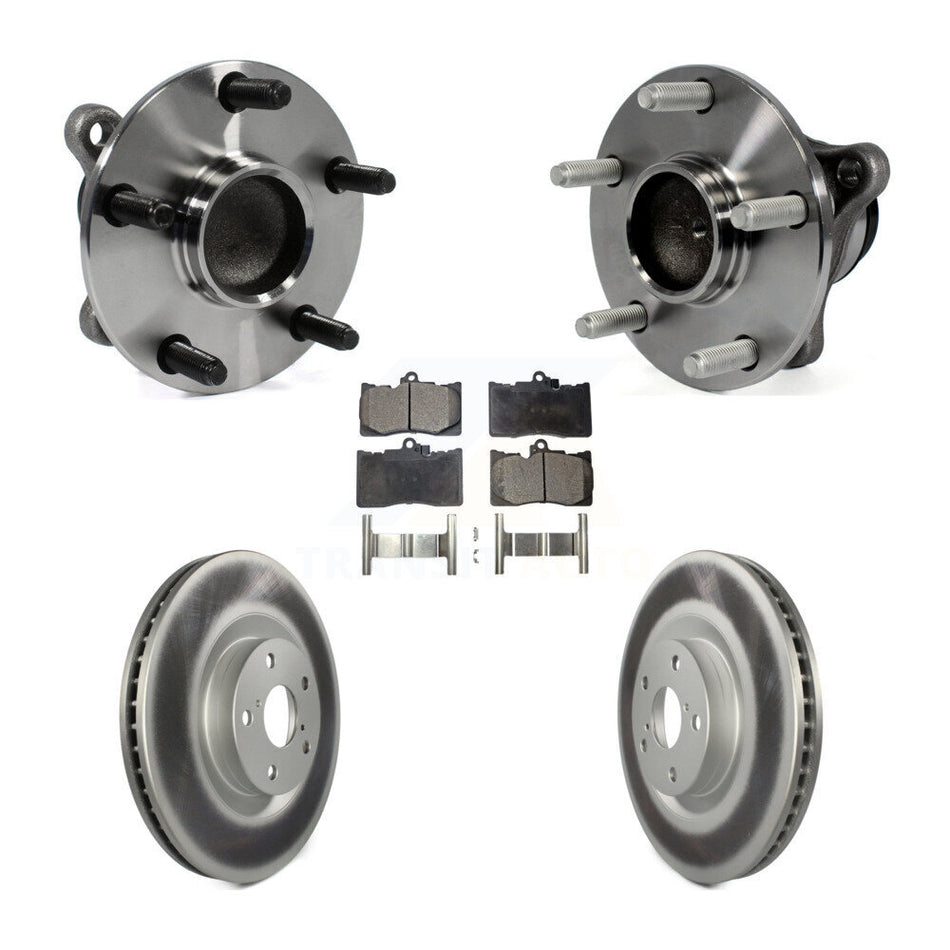 Front Hub Bearing Assembly With Coated Disc Brake Rotors And Ceramic Pads Kit (5Pc) For Lexus IS350 GS350 GS450h GS460 KBB-104890