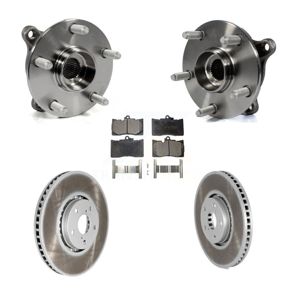 Front Hub Bearing Assembly With Coated Disc Brake Rotors And Ceramic Pads Kit (5Pc) For Lexus IS350 Vehicles Built Canadian Market KBB-104891
