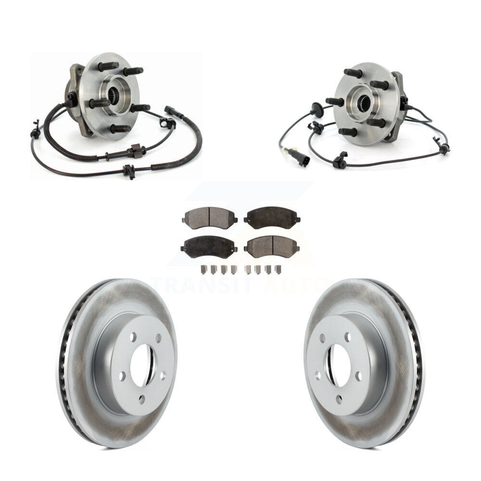 Front Hub Bearing Assembly With Coated Disc Brake Rotors And Ceramic Pads Kit For Jeep Liberty KBB-104895