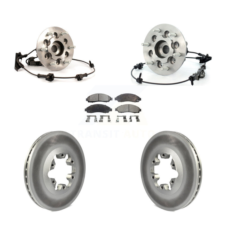 Front Hub Bearing Assembly With Coated Disc Brake Rotors And Ceramic Pads Kit For Chevrolet Colorado GMC Canyon Isuzu i-370 i-350 KBB-104911