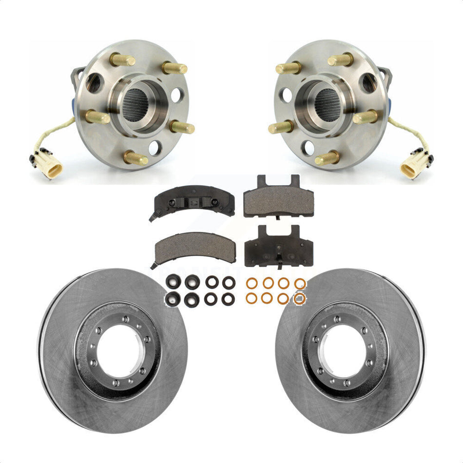 Front Hub Bearing Assembly With Disc Brake Rotors And Semi-Metallic Pads Kit For Cadillac DeVille Fleetwood 60 Special Commercial Chassis Heavy Duty Brakes KBB-104942