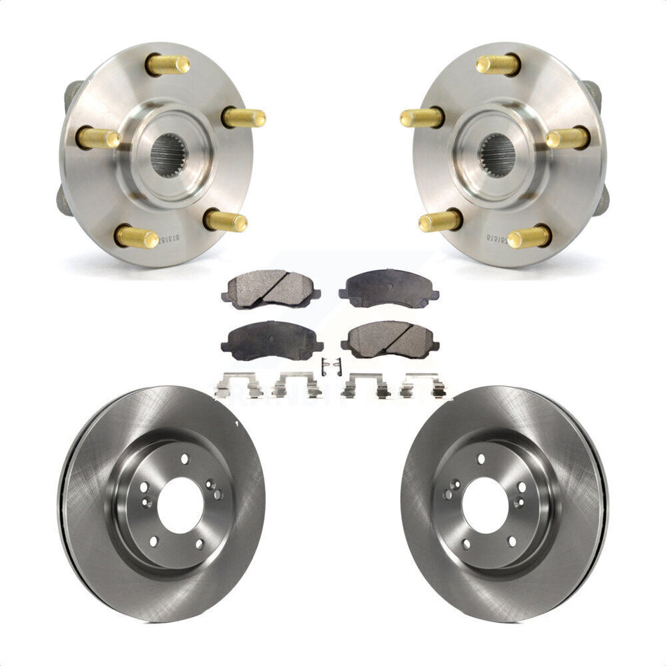 Front Hub Bearing Assembly With Disc Brake Rotors And Semi-Metallic Pads Kit For 2006 Mitsubishi Eclipse To 10 31 05 KBB-104982