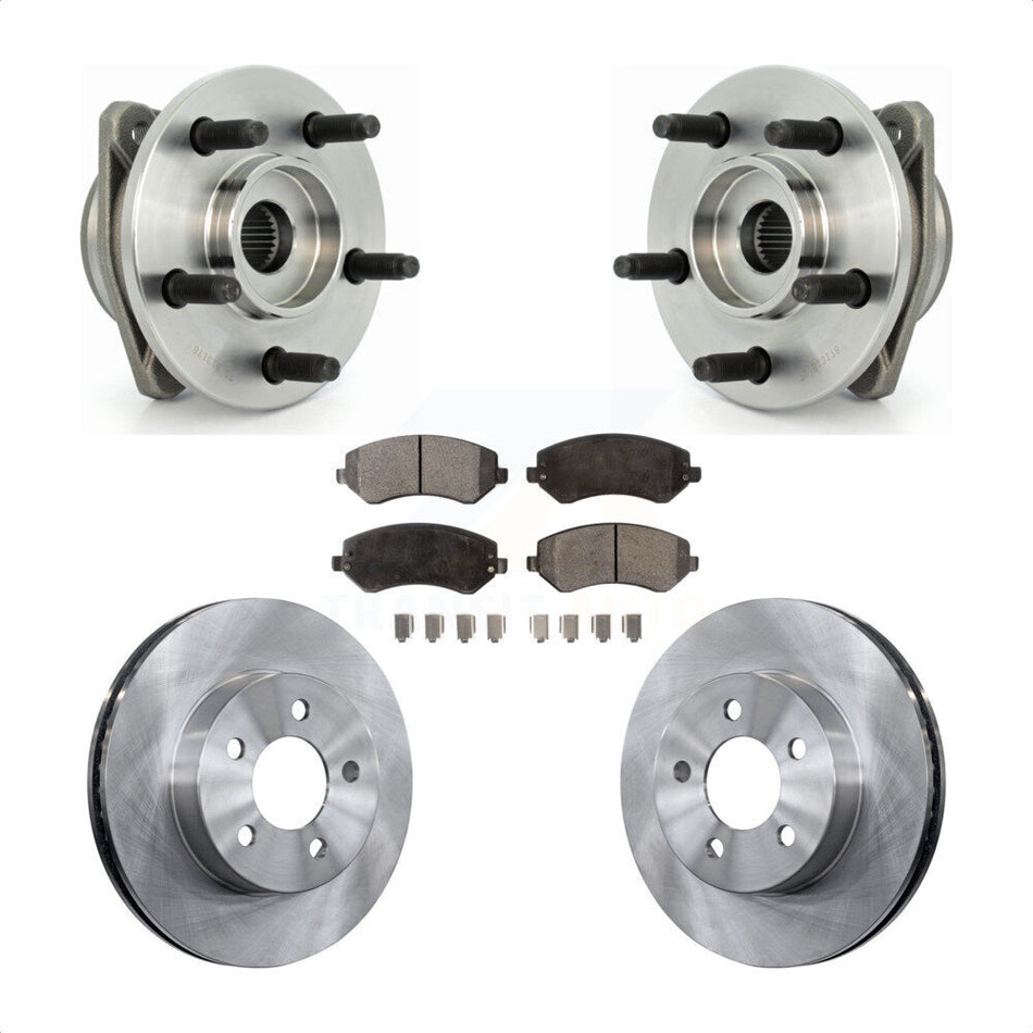 Front Hub Bearing Assembly With Disc Brake Rotors And Semi-Metallic Pads Kit For 2002-2005 Jeep Liberty Non-ABS KBB-104996
