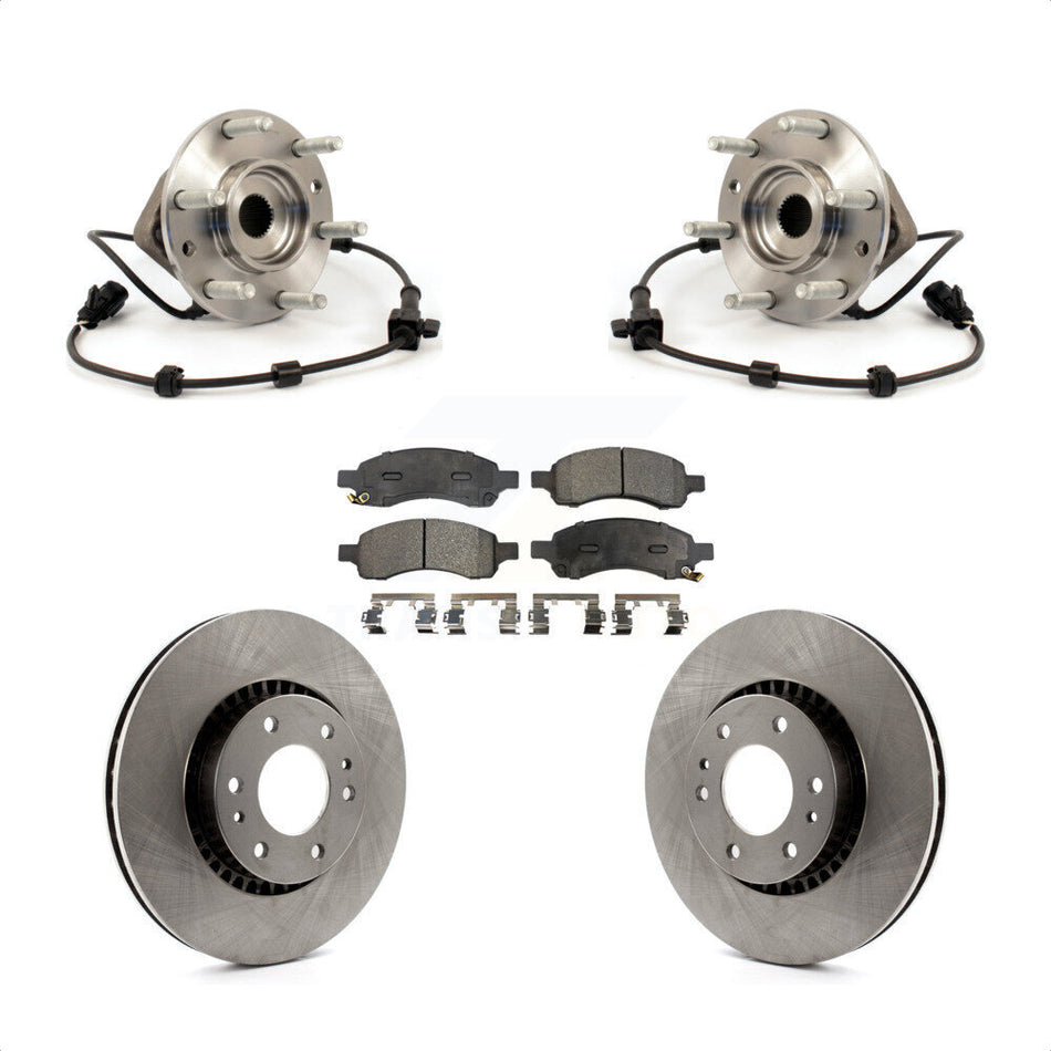Front Hub Bearing Assembly With Disc Brake Rotors And Semi-Metallic Pads Kit For Chevrolet Trailblazer GMC Envoy EXT XL Buick Rainier Saab 9-7x Isuzu Ascender SSR KBB-105002