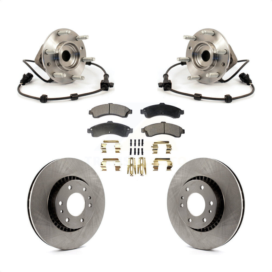Front Hub Bearing Assembly With Disc Brake Rotors And Semi-Metallic Pads Kit For Chevrolet Trailblazer GMC EXT Envoy XL Buick Rainier XUV SSR Isuzu Ascender Saab 9-7x KBB-105003