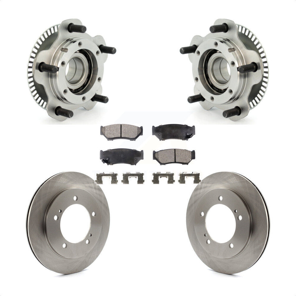 Front Hub Bearing Assembly With Disc Brake Rotors And Semi-Metallic Pads Kit For 2001-2004 Chevrolet Tracker Suzuki Vitara KBB-105010
