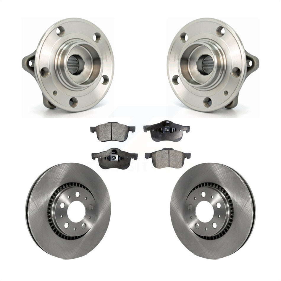 Front Hub Bearing Assembly With Disc Brake Rotors And Semi-Metallic Pads Kit For Volvo S60 V70 XC70 S80 KBB-105014