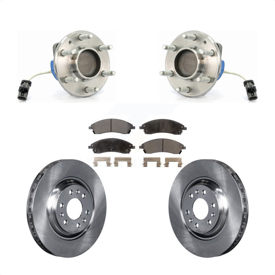 Front Hub Bearing Assembly With Disc Brake Rotors And Semi-Metallic Pads Kit For 2004-2009 Cadillac SRX RWD KBB-105016