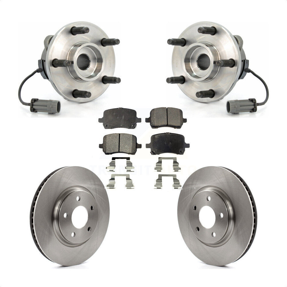 Front Hub Bearing Assembly With Disc Brake Rotors And Semi-Metallic Pads Kit For Chevrolet Cobalt Saturn Ion 5 Lug Wheels KBB-105025